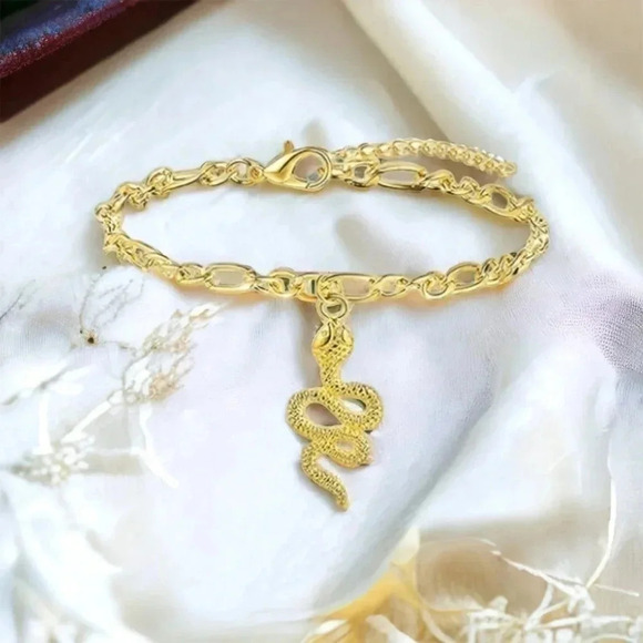 Gold Snake Anklet Bracelet - Picture 4 of 8